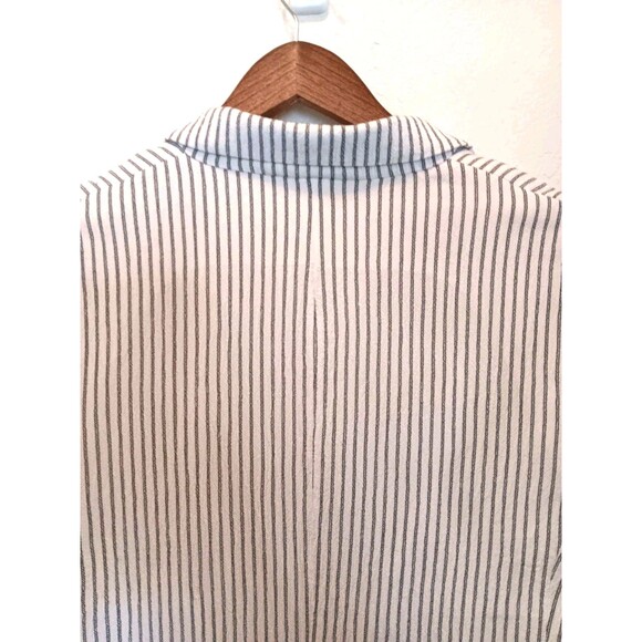 H&M Pinstripe Blazer Women's Sz 12 White Navy Striped Single Button Cotton Blend - Picture 7 of 14